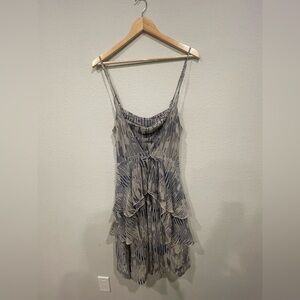 SILK Blue and Cream Women's Dress